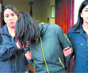 Natalia Ciuffardi al momento de su detención en Palo Alto de Santiago de Chile.