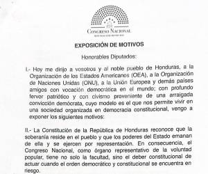 Exposición de motivos de decreto aprobado por diputados de oposición