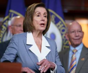 La presidenta de la Cámara de Representantes, Nancy Pelosi, habla en una conferencia de prensa el miércoles 30 de junio de 2021 antes de que se vote en la cámara baja en torno a la creación de una comisión que investigue el asalto del 6 de enero al Capitolio, en Washington. (AP Foto/J. Scott Applewhite).