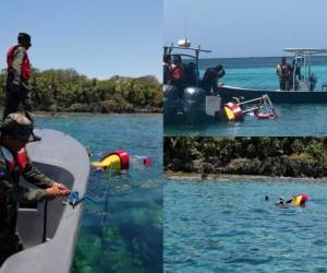 La lancha transportaba a seis turistas extranjeros cuando chocó con los arrecifes cercanos a la playa West Bay en Roatán, en el caribe de Honduras. Foto: EL HERALDO
