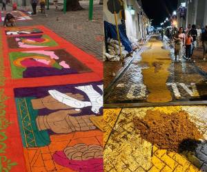 Con más prisa que tiempo, los habitantes de Comayagua comenzaron nuevamente a elaborar sus alfombras de aserrín para esta Semana Santa, luego de que las intensas lluvias se llevaran por completo el material y dejaran caos en las calles. Así quedaron tras las lluvias: