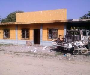 Posta Policial que fue incendiada por pobladores de San Marcos de Santa Bárbara.