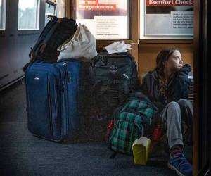 El sábado, Thunberg publicó en Twitter: 'Viajado por Alemania en trenes atestados. ¡Y finalmente voy camino a casa!'. Foto: Twitter.
