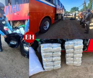 Varios paquetes de supuesta marihuana eran transportadas en el autobús que cubre la ruta de El Progreso-Tela.