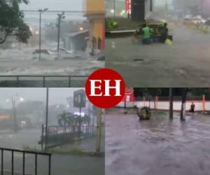 Algunos conductores quedaron atrapados entre las corrientes de agua que invadieron las calles de la ciudad. Foto: Captura de pantalla.