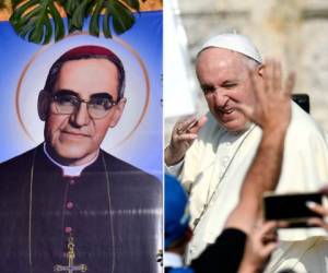 En homenaje, el papa usó como vestimentas litúrgicas durante la ceremonia el cíngulo con sangre que llevaba en la cintura Romero el día de su asesinato en 1980, así como la casulla de Pablo VI. (AFP)