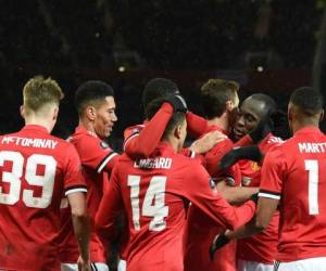 Los jugadores del Manchester United celebrando un gol en la FA Cup. (AFP)
