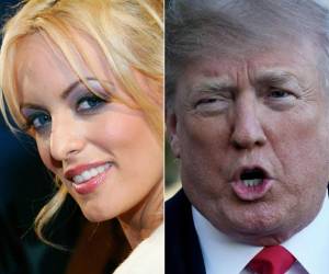 La famosa actriz de cine para adultos Stormi Daniels y el presidente de Estados Unidos, Donald Trump. Foto AFP