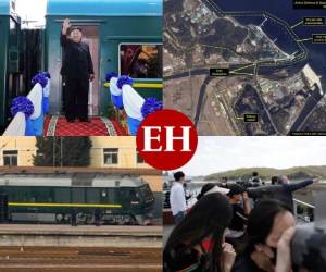 Un tren que probablemente pertenece al líder norcoreano Kim Jong Un lleva estacionado en su complejo en la costa este del país desde la semana pasada, según mostraron imágenes por satélite, en medio de especulaciones sobre su salud debidas en parte al tiempo que lleva sin aparecer en público. Fotos: Agencia AFP/AP.