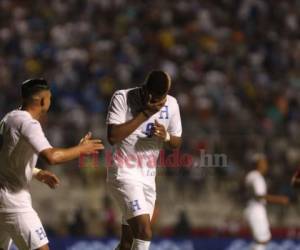 A los 39 minutos Jorge Benguché anotó su primer gol con Honduras. Foto: David Romero.