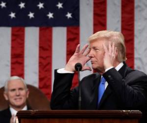 Donald Trump, durante su discurso 'Estado de la Unión' en el Capitolio de Washington. Foto AFP
