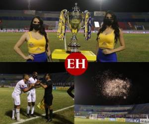 El Olimpia pegó primero en la finalísima del Torneo Apertura 2020 ante el Marathón, partiendo con una importante ventaja para la vuelta en San Pedro Sula. En medio de un partido intenso, el lente de EL HERALDO captó los mejores momentos del partido decisivo del campeonato. Fotos: Marvin Salgado | EL HERALDO