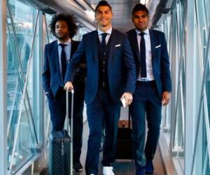 Marcelo, Cristiano Ronaldo y Casemiro viajando hacia Chipre. (Foto: Cortesía Real Madrid en Twitter)
