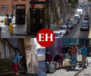 Unas 200 personas hacen fila en una calle de Caracas para recolectar agua de un viejo hidrante. Muchos cubren sus rostros con tapabocas caseros, buscando prevenir la covid-19 que llega a una Venezuela golpeada por la escasez de agua y combustible. Foto: Agencia AFP.