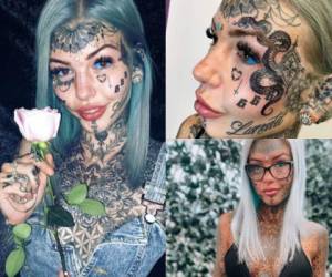 La influencer australiana Amber Luke se ha robado las miradas de muchos internautas por sus atrevidas fotografías, cuerpo lleno de tatuajes y por haber cambiado el color de sus ojos en un tono azul. Fotos: Instagram