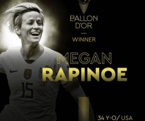 La estadounidense Megan Rapinoe gana el ansiado premio a sus 34 años de edad.