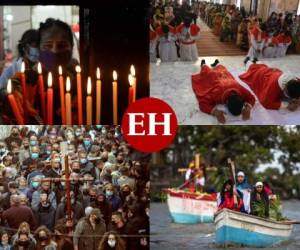 Mientras en algunos lugares permanece prohibido el desarrollo masivo de actividades religiosas, con el fin de evitar contagios de covid-19, en otros, se logró apreciar enormes procesiones o asistencia concurrida a las iglesias. Por segundo año consecutivo, la comunidad cristiana se debió adaptar a realizar los actos litúrgicos en medio de la crisis sanitaria. Fotos: AFP/AP