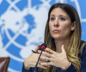 Maria van Kerkhove, directora del Grupo de Trabajo de Investigación de Enfermedades Emergentes de la Organización Mundial de la Salud durante una conferencia de prensa sobre el covid-19. Foto: AP.