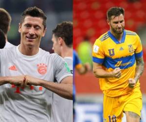 André-Pierre Gignac y Robert Lewandowski estarán mano a mano en busca del ansiado título. Fotos: AP y AFP