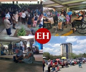 A pocas horas de haber inaugurado el centro masivo de vacunación en el Hospital El Salvador, cientos de adultos mayores fueron los elegidos para estrenar las instalaciones, pero para lograrlo, debieron pasar varias horas formados en filas, de pie y en algunos casos, bajo los inclementes rayos del sol. Así se vivió la jornada de inmunización este martes. Fotos: Cortesía Presidencia de El Salvador/ Jonathan Tobías| elsalvador.com