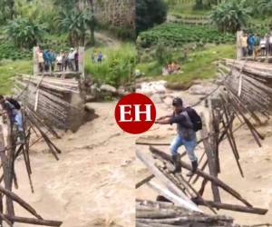 Estas capturas de pantalla muestran el momento en que el hondureño intenta cruzar la colapsada estructura.