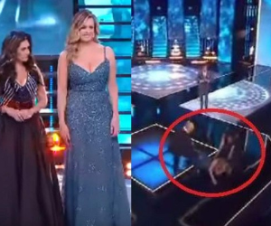 Rebecca de Alba no vio la grada y cayó durante la transmisión de Mexicana Universal.