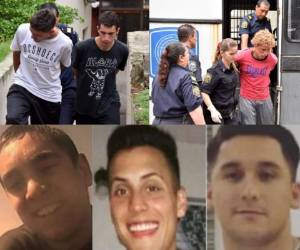 A los cinco detenidos, de entre 21 y 23 años de edad, se les atribuye de manera provisional el delito de 'abuso sexual agravado con acceso carnal' por los hechos ocurridos en Año Nuevo en un campamento de la localidad de Miramar, Argentina. Fotos AFP| Redes sociales