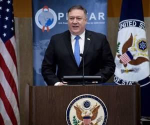 El Secretario de Estado de los EE. UU., Mike Pompey, habla durante un evento para el PEPFAR (Plan de Emergencia del Presidente para el Alivio del SIDA) en el Departamento de Estado de los EE. UU. Agencia AFP.