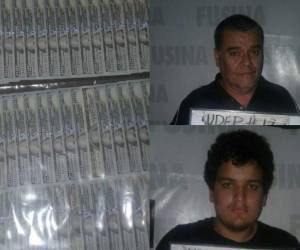 Carlos Roberto Suazo Zacapa (55) e Isaac Roberto Suazo Ochoa (21) fueron capturados en el barrio La Merced, La Paz, Honduras. Fotos Fusina.