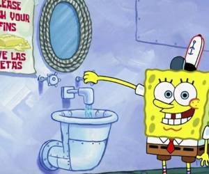 Bob Esponja muestra la manera efectiva de lavarse las manos en un video que será difundido a través de las plataformas de cable y digitales de Nickelodeon. Foto: AP.