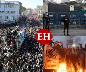 Más de 50 personas murieron y varias decenas resultaron heridas en una avalancha humana durante el entierro de Qasem Soleimani en Kermán, donde una impresionante multitud se congregó para despedir al general, muerto en un ataque estadounidense en Irak, y para pedir venganza. Fotos: AFP / AP.