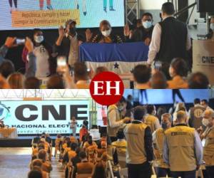 Desde las instalaciones del Instituto Central Vicente Cáceres, las autoridades del CNE celebraron los actos protocolarios para dar inicio al proceso de elecciones generales. Fotos: Marvin Salgado/EL HERALDO.