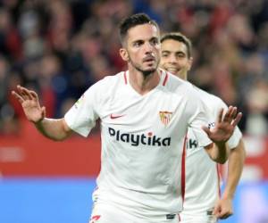 El argentino Pablo Sarabia anotó el 1 - 0 que puso en ventaja al Sevilla sobre el Barça. Foto / AFP