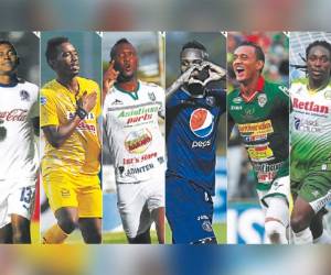 (1) Carlo Costly, de Olimpia. (2) Bryan Róchez, de Real España. (3) Brunet Hay Pino, de Platense. (4) Rubilio Castillo, de Motagua. (5) Diego Reyes, de Marathón. (6) Rony Flores, de Juticalpa.