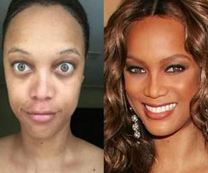 Tyra Banks luce hermosa en la pantalla pero cuando no está maquillada tiene la misma apariencia que cualquier otra persona... Sorpréndete con los demás rostros naturales de las mujeres más famosas del mundo. Fotos web.