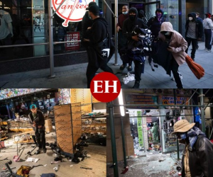 La ciudad de Nueva York tendrá un toque de queda hasta el domingo a raíz de los numerosos destrozos y saqueos de comercios en medio de protestas contra el racismo y la brutalidad policial tras la muerte de un hombre negro a manos de policías blancos, anunciaron este martes las autoridades. Fotos: AFP.