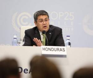 Juan Orlando Hernández durante su intervención en la Cumbre del Clima.