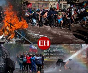 Saqueos, incendios y enfrentamientos constantes a lo largo de Chile entre una policía cuestionada y agotada elevan la tensión y debilitan al gobierno de Sebastián Piñera a seis semanas del estallido social en Chile. Fotos: AFP.
