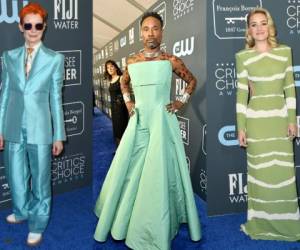 Sandy Powell, Billy Porter y AJ Michalka se robaron las miradas en los Critics 'Choice Awards 2020 debido a su extravagante vestimenta. Otros famosos también lucieron estrafalarios y demasiado llamativos. Foto: Agencia AFP y AP.