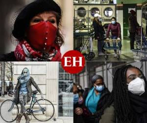 Con bandanas camufladas, máscaras quirúrgicas u otras hechas en casa con viejas sábanas, los neoyorquinos, en el ojo de la tormenta de coronavirus en Estados Unidos, intentan adaptarse a las nuevas recomendaciones. Todo sirve, y algunos hasta sugieren... un sujetador cortado al medio. Fotos: AFP.