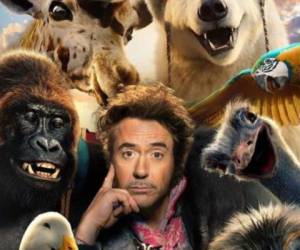 El famoso actor publicó el póster de la película en la que aparece rodeado de animales exóticos como un oso polar, una girafa, un avestruz, entre otros. Foto: Cortesía @robertdowneyjr.