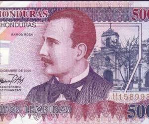 En el billete de 500 lempiras aparece el rostro del doctor Ramón Rosa.