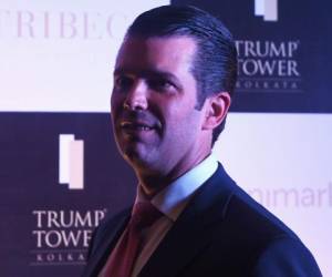 El empresario estadounidense Donald Trump junior, hijo del presidente estadounidense Donald Trump, posa ante una reunión de negocios en Calcuta. Foto AFP