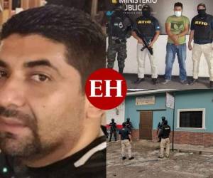 A la izquierda, fotografía en vida del abogado Gabriel Eduardo Chacón Larios (38). A la derecha, Ronal Edgardo Lagos Redondo, quien fue capturado este domingo y parte de los allanamientos realizados.