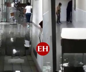 Varios centímetros se inundaron las salas del hospital de La Paz.