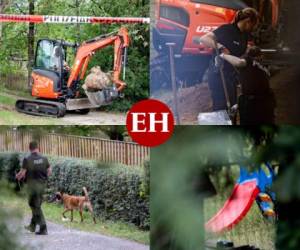 La policía alemana estaba excavando el martes en un jardín obrero cerca de Hanóver, anunció el fiscal de Braunschweig, responsable del caso de la desaparición de la niña Maddie McCann en 2007 en Portugal. Fotos: AFP / AP.