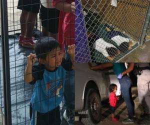 Esta es una composición de fotos en las que aparecen niños migrantes que ha sido separados de sus padres y llevados a uno de los albergues más grandes ubicado en Texas, Estados Unidos.