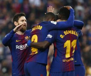 Celebración del primer gol del equipo culé. Foto:AFP