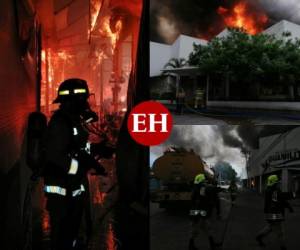 Un voraz incendio dejó permanentemente sin su medio de trabajo a decenas de locatarios del mercado Guamilito de San Pedro Sula. Fotos cortesía: Twitter/Bomberos de Honduras.