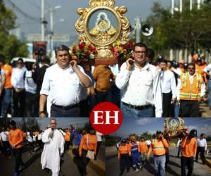 Personal de la Comisión Permanente de Contingencias (Copeco) realizó este miércoles la peregrinación en honor a la Virgen de Suyapa. Fotos: Emilio Flores / EL HERALDO.